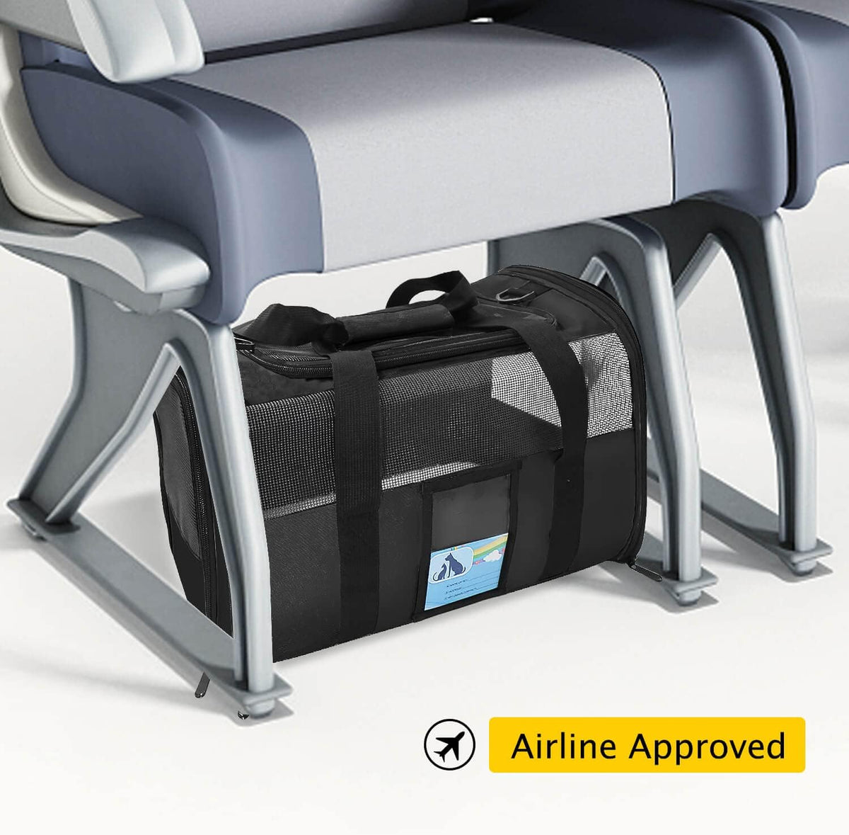 Airline-Approved Pet Carrier for Medium and Small Cats and Dogs, TSA Compliant Soft Carrier for Pets up to 15 lbs, Black