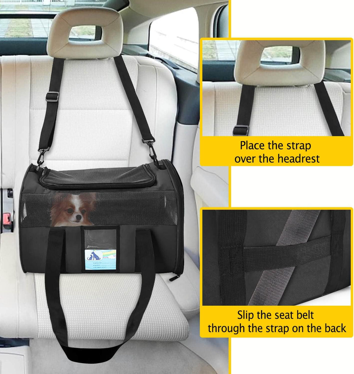 Airline-Approved Pet Carrier for Medium and Small Cats and Dogs, TSA Compliant Soft Carrier for Pets up to 15 lbs, Black