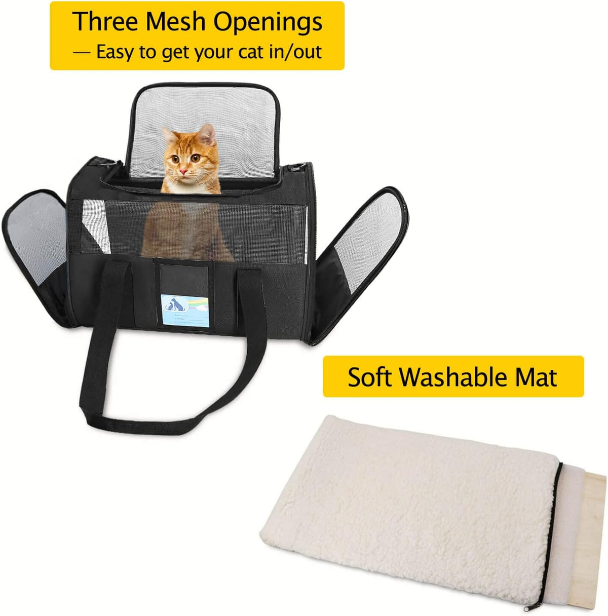 Airline-Approved Pet Carrier for Medium and Small Cats and Dogs, TSA Compliant Soft Carrier for Pets up to 15 lbs, Black